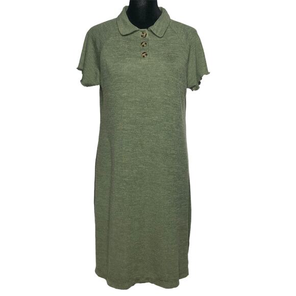 Good Luck Gem Green Knit Polo Dress - Size Large - Picture 2 of 12